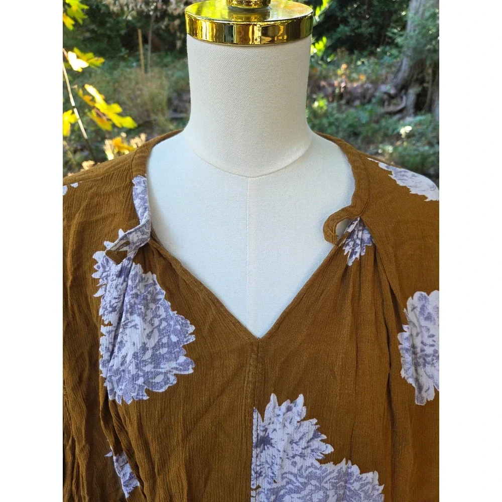 Free People Small Mustard‎ Floral Blouse - Picture 3 of 6